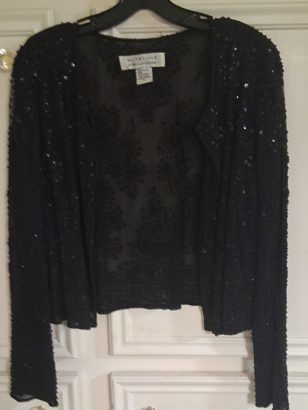 Niteline Black Beaded Open-Front Evening Top